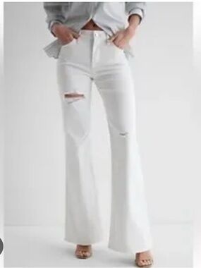 Express distressed 70s flare jeans